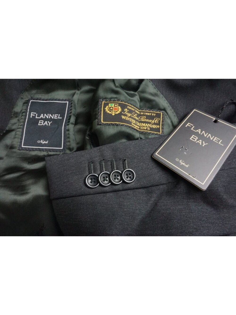Flannel Bay Gray Loro Piana 120s Wool 2Pc Suit Jacket Pants Sz 40 Brand Newc